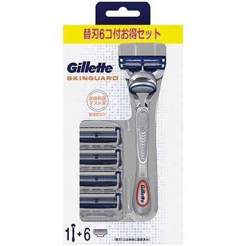 Dao cạo râu Gillette Skinguard (1 cán + 6 lưỡi cạo) Nhật Bản cho da nhạy cảm