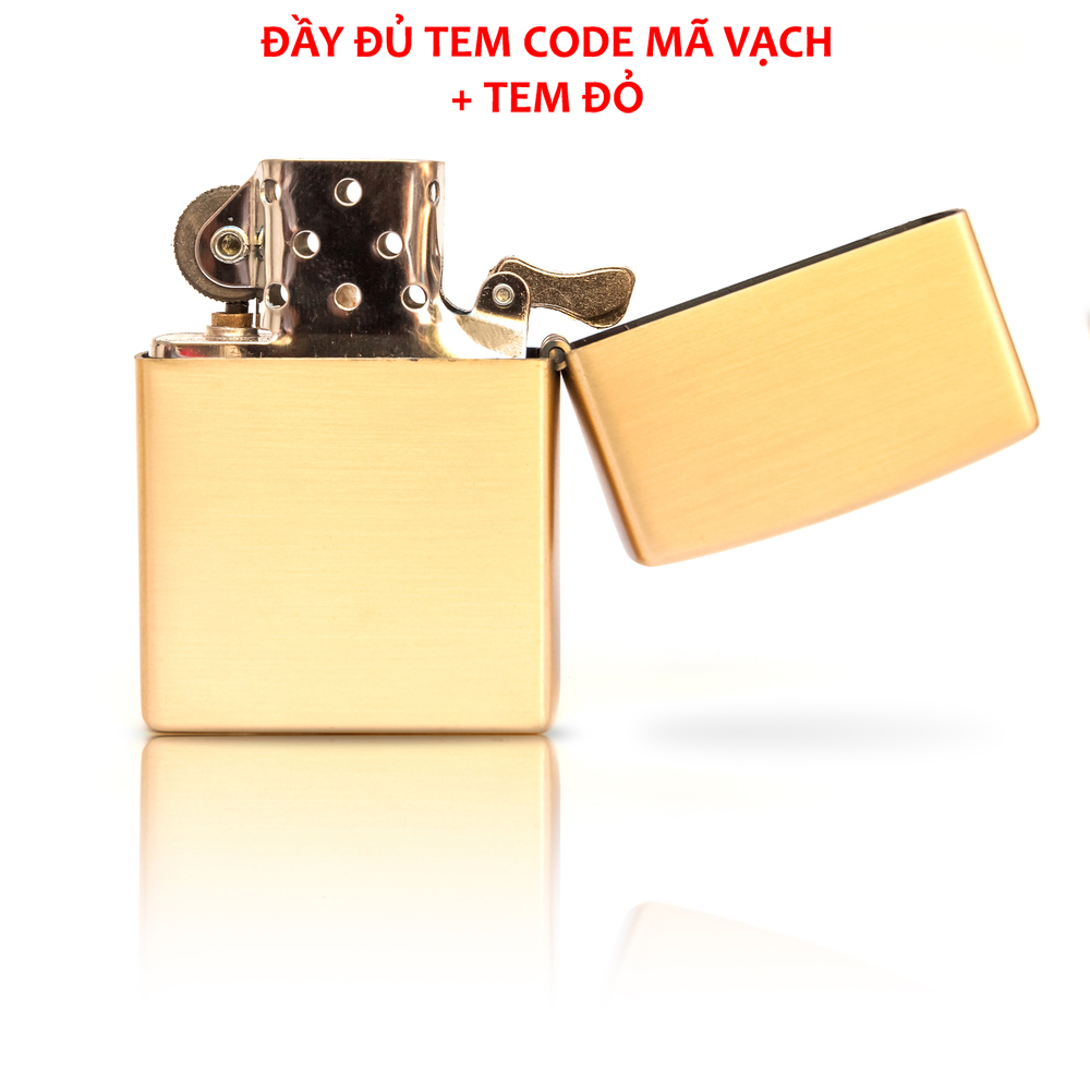 Bật lửa zippo gold, hộp quẹt lõi vàng vỏ dày High Polished Brass- KenZ