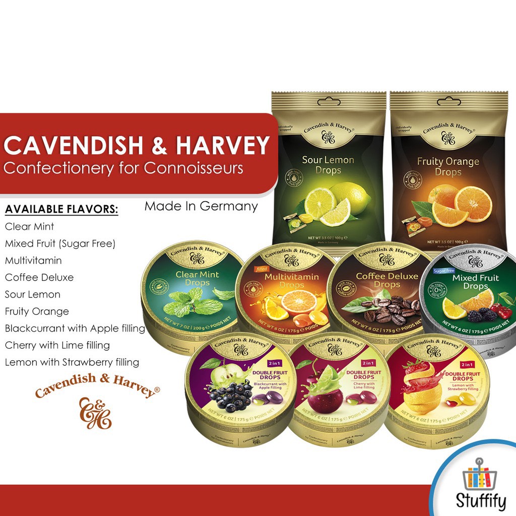 [HCM]Kẹo trái cây hộp thiếc Cavendish Harvey 200g Đức