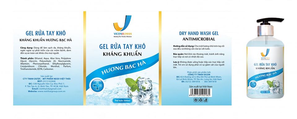 Gel rửa tay khô kháng khuẩn Vicon 500ml
