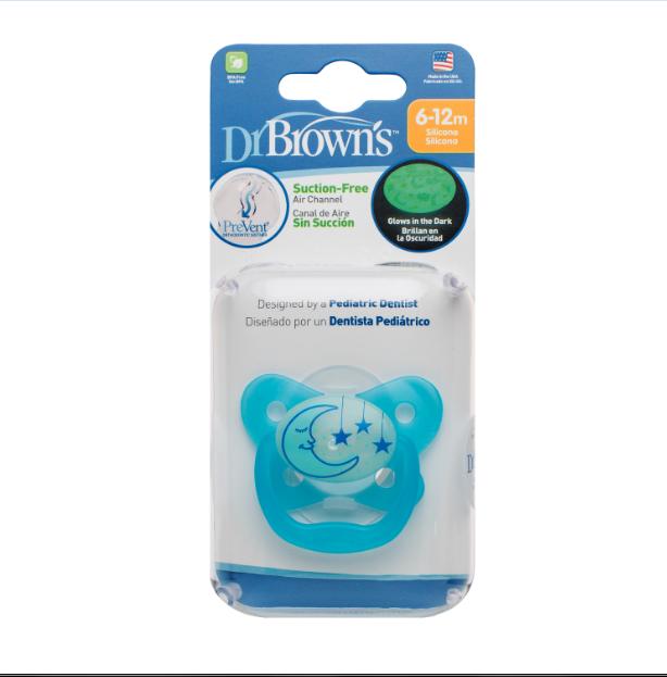 Ty ngậm dr.brown's 6-18m phát sáng xanh/hồng