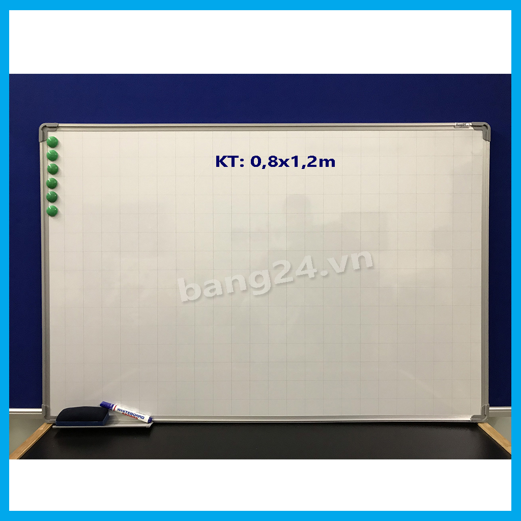 Bảng Từ Trắng - Bảng Viết Bút Lông - White Board, KT: 0,8x1,2m (Tặng kèm 1 khay để bút, 1 bút dạ, 1 xóa bảng và 6 viên nam châm)