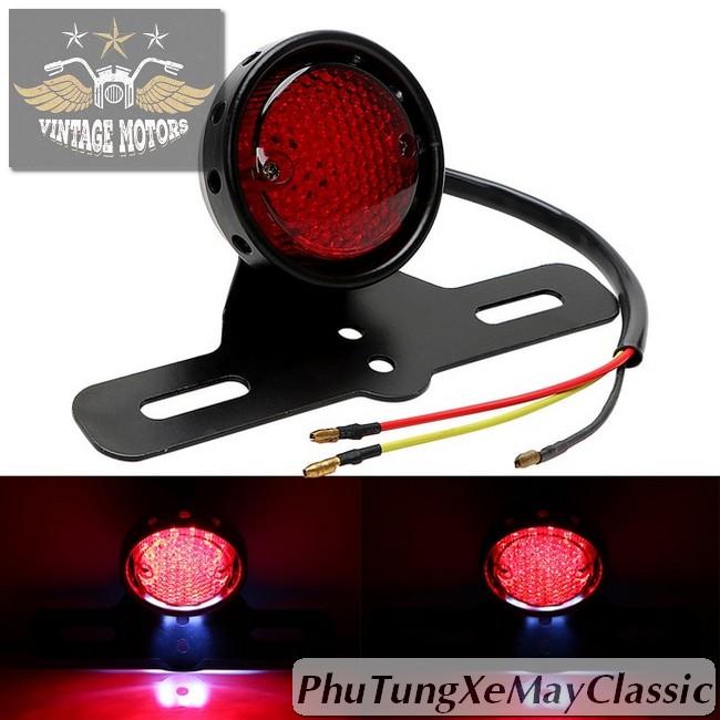 ĐÈN XE MÁY ĐỘ CLASSIC - Đèn hậu độ Tổ Ong viền sắt có kèm pad biển số chất liệu thép sơn tĩnh điện