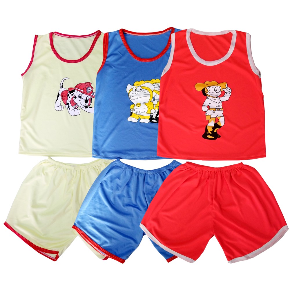 Độ bộ bé trai sát nách size 18-26kg in ép hình hoạt hình màu áo và mẫu hình ngẫu nhiên