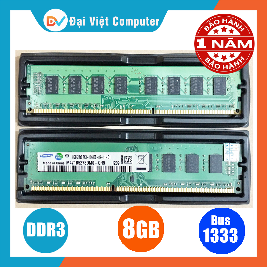 Ram máy tính 8GB DDR3 bus 1333 ( nhiều hãng)samsung/hynix/kingston/micron, crucial - PCR3 8GB