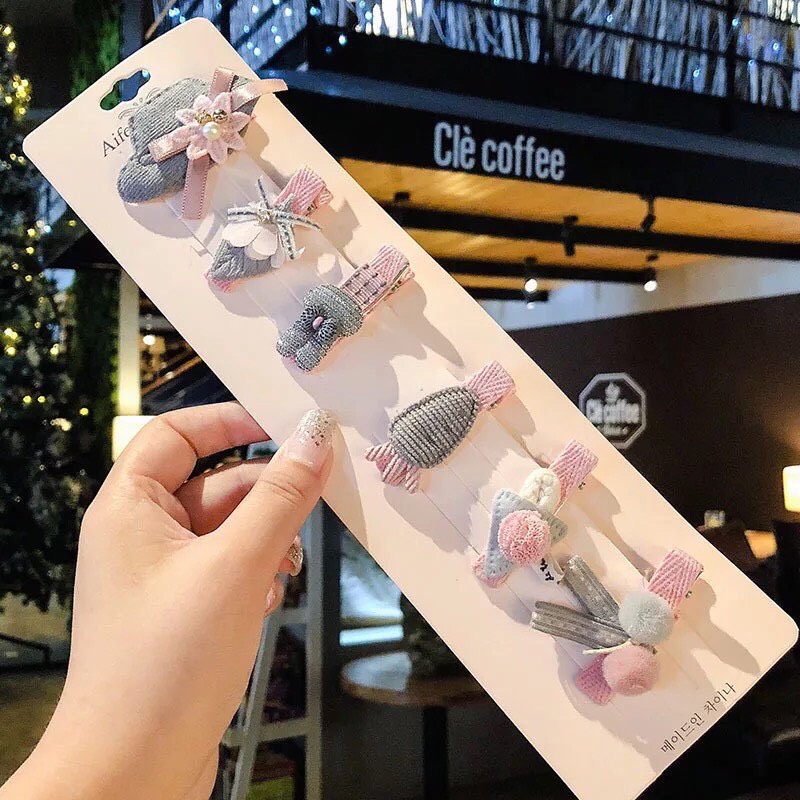 Set 6 kẹp tóc xinh xắn phong cách Hàn Quốc cho bé yêu