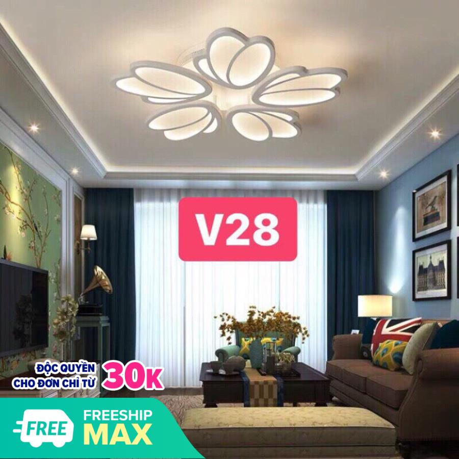 Đèn ốp trần trang trí V28 có điều khiển tắt bật 3 chế độ sáng và điều chỉnh tăng giảm ánh sáng rất tiện dụng