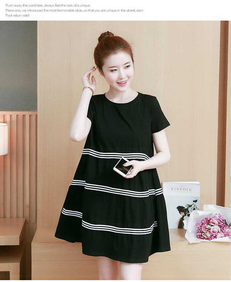 Váy bầu, đầm bầu momi 1165 lụa dáng a phối viền ngang đen