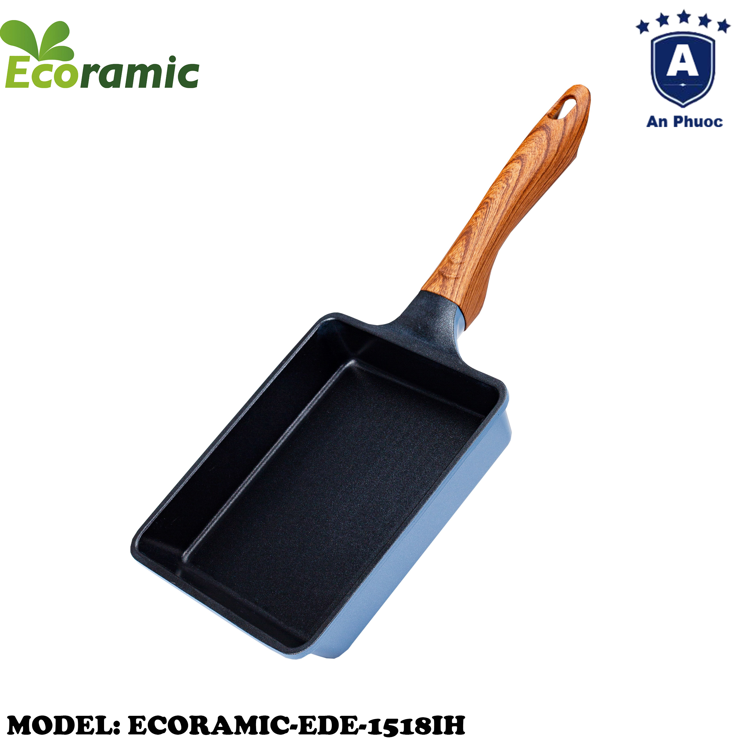 Chảo Chống Dính Đúc Trứng Ecoramic Hàn Quốc EDE-1518IH Size 15x18 | Đúc Nguyên Khối | Lớp Tráng Men Cao Cấp Theo Công Nghệ Hàn Quốc | Không Chì, không Cadimi, Không PFOA | Cam Kết Chính Hãng