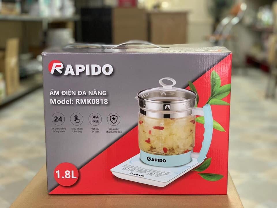 Nồi điện đa năng , ca mì siêu tốc, 24 chức năng nấu mỳ, nấu lẩu, luộc trứng, đun nước, bảo hành 6 tháng bởi công ty rapido