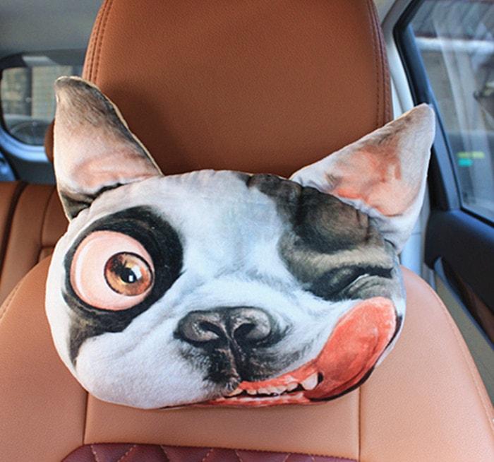 Gối Tựa Đầu Ô Tô 3D Hình Thú - Chó Bulldog