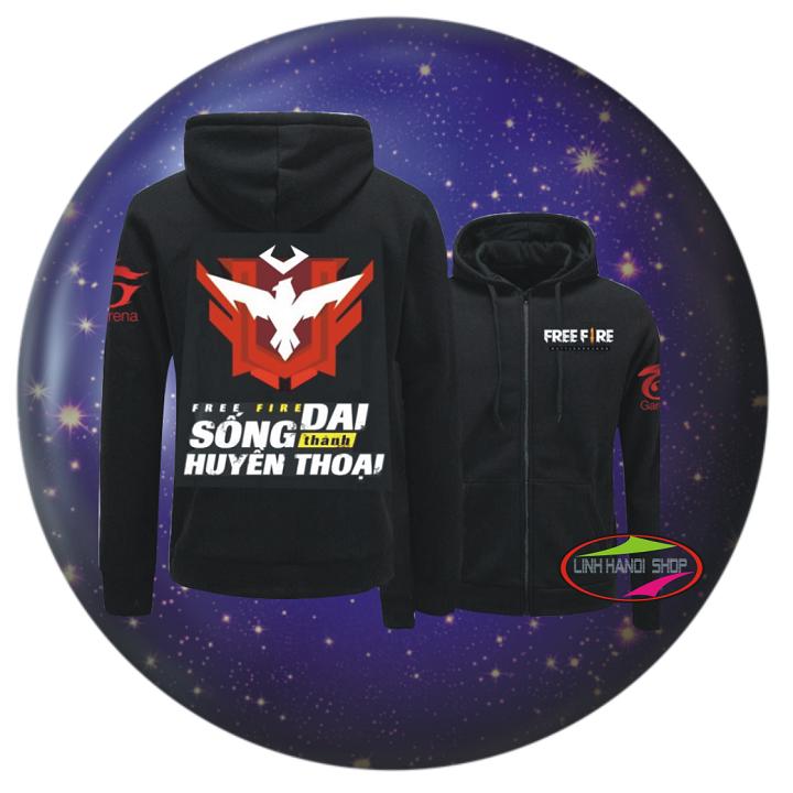 Áo khoác nam -  Free Fire - chất liệu Nỉ - màu đen Rank huyền thoại