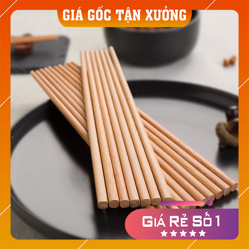 Bộ 10 đôi đũa gỗ sao trắng Lê Vân chất lượng cao, không tẩm hóa chất tẩy trắng, gỗ nguyên bản đảm bảo an toàn vệ sinh thực phẩm, hàng Việt Nam chất lượng cao - Nhà Của Bạn Store