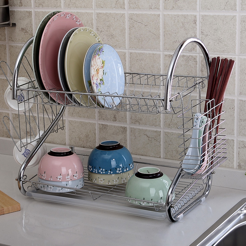 Giá bát 2 tầng inox bền chắc kèm ống đựng đũa kệ úp chén bát inox 2 tầng có ống đũa gia bat 2 tang inox ben chac kem ong dung dua ke up chen bat inox 2 tang co ong dua