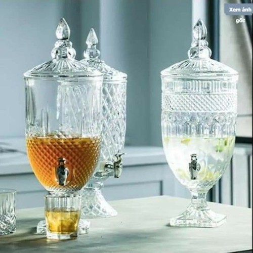 Bình đựng rươu thủy tinh 3lit - Bình thủy tinh đựng rươu - Bình pha lê có vòi rót
