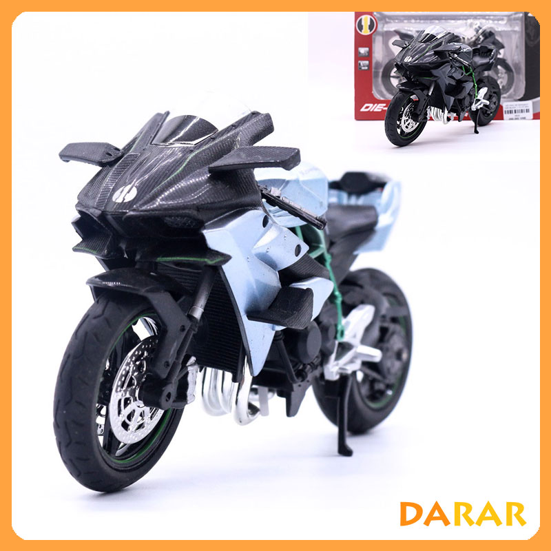 XE MÔ HÌNH MOTO Kawasaki H2R có ĐÈN, ÂM THANH | HUAYI MODEL tỷ lệ 1:12