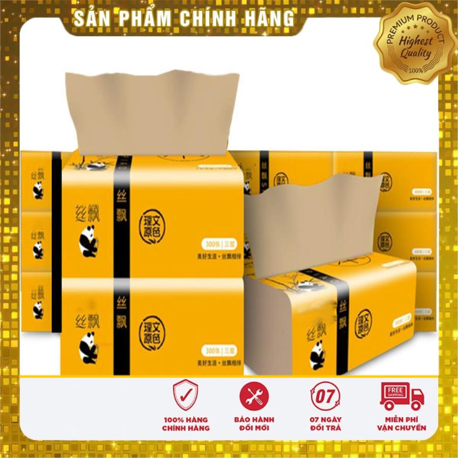 COMBO 10 gói Khăn giấy rút giấy ăn gấu trúc SIPIAO nguyên liệu sợi tre cao cấp, không chứa chất tẩy trắng mềm, dai và không có mùi, an toàn sử dụng