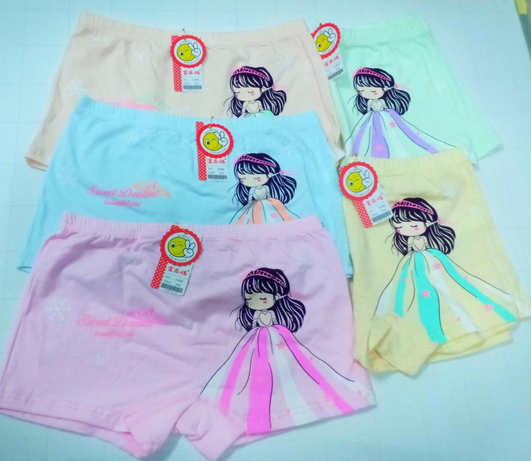 -combo 5 quần chip đùi bé gái cotton in công chúa