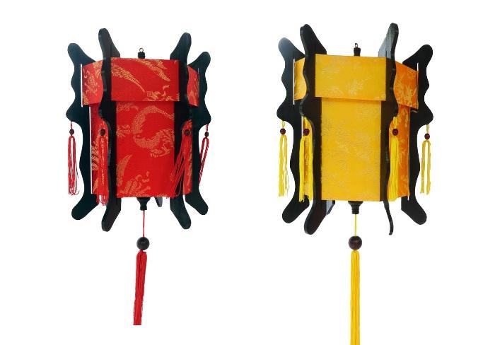 Đèn Lồng Hội An Lục Giác Gỗ - Rồng Bay Phượng Múa