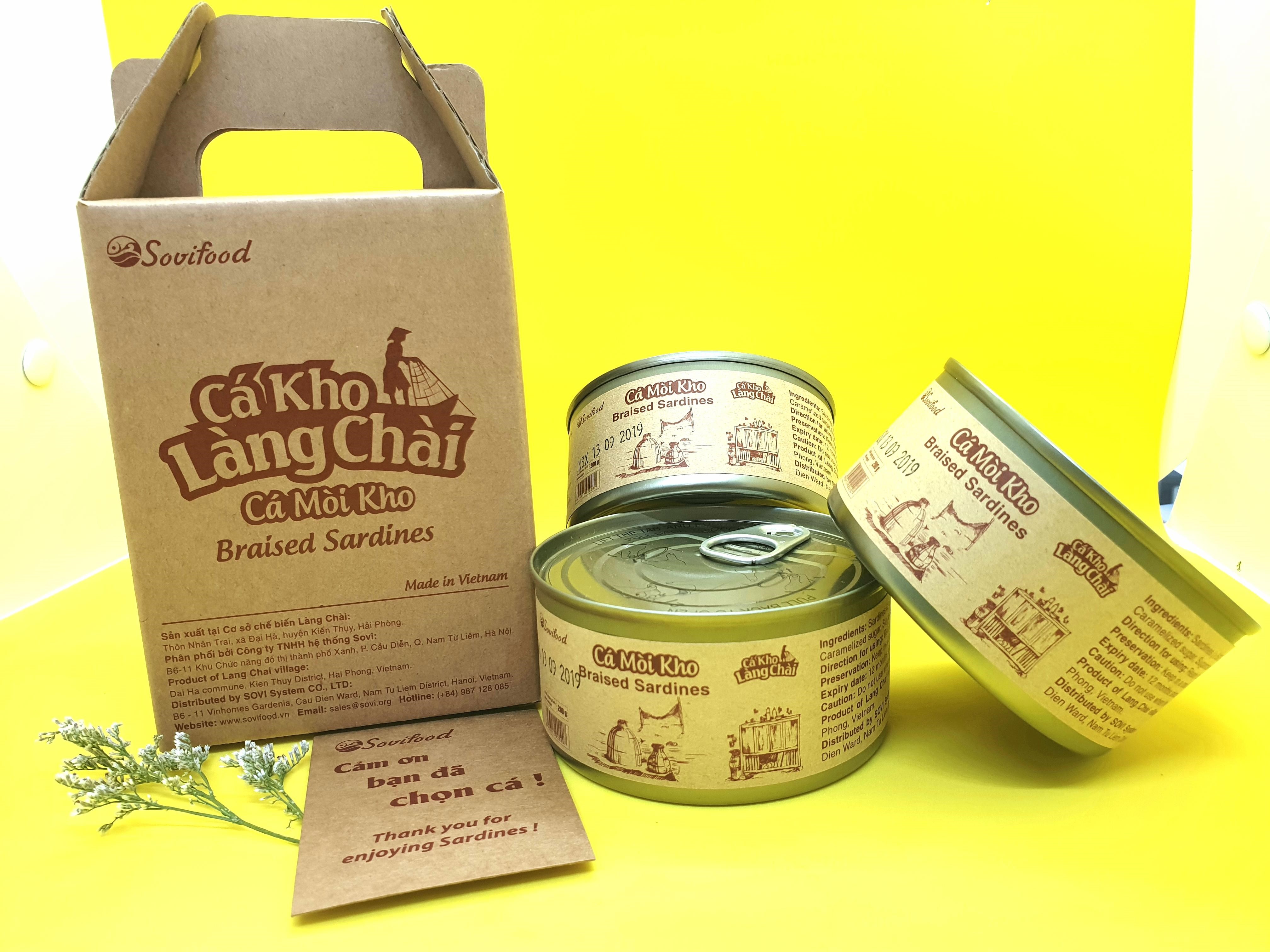 3 hộp Cá mòi kho Làng Chài đóng hộp thanh trùng 200g