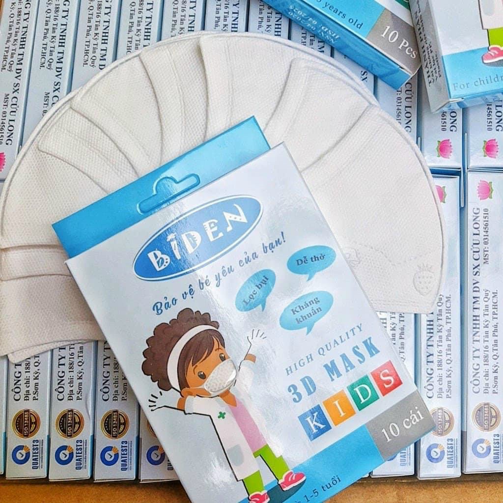 Khẩu trang trẻ em Cá biden hàng công ty Cửu Long hộp 10 cái  (1 tuổi tới 5 tuổi)