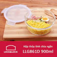 Hộp thủy tinh tròn chia ngăn nhịu nhiệt lock&lock 950ml llg861d