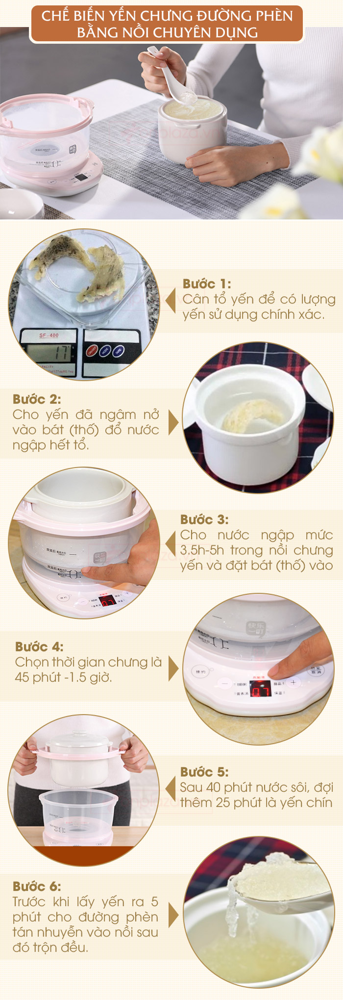 Nồi chưng yến Homepro cao cấp 700ml HP - 7M (CHÍNH HÃNG)