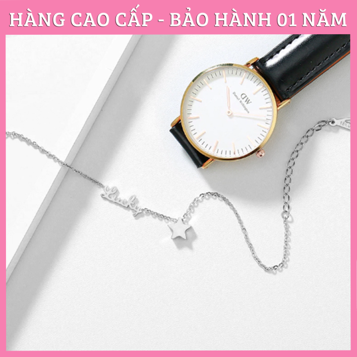 Lắc chân, vòng chân titan ngôi sao lucky màu trắng