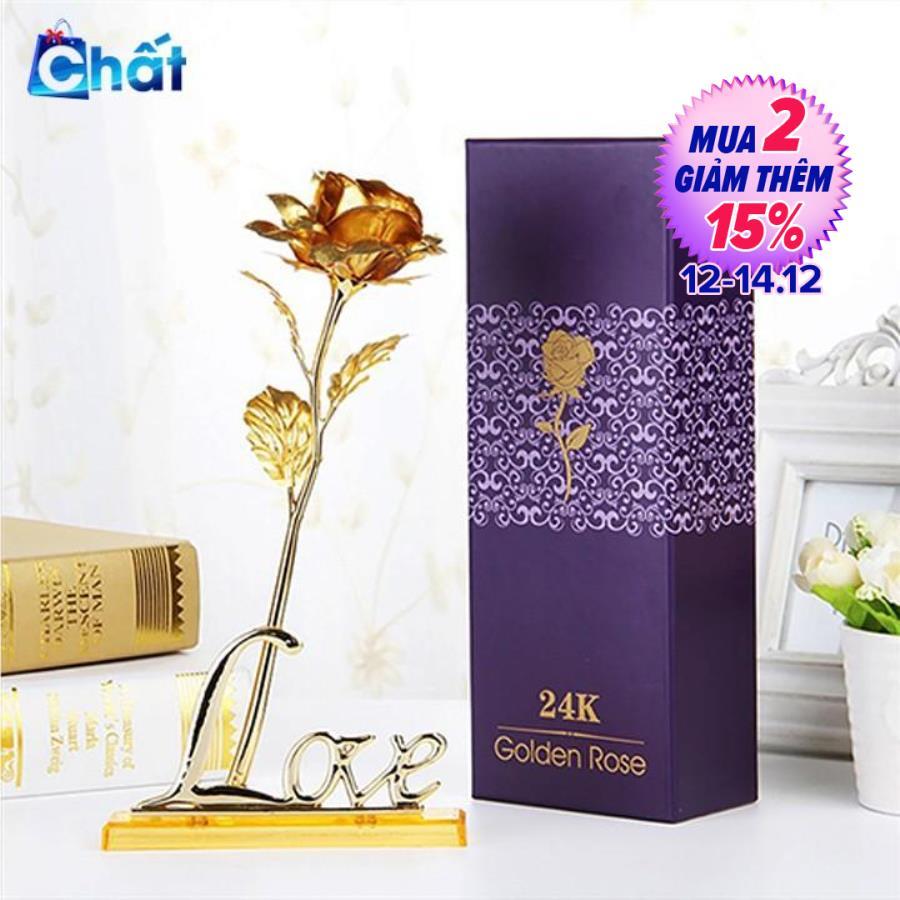 Quà Valentine - Đóa hoa hồng 3D kèm đế Love