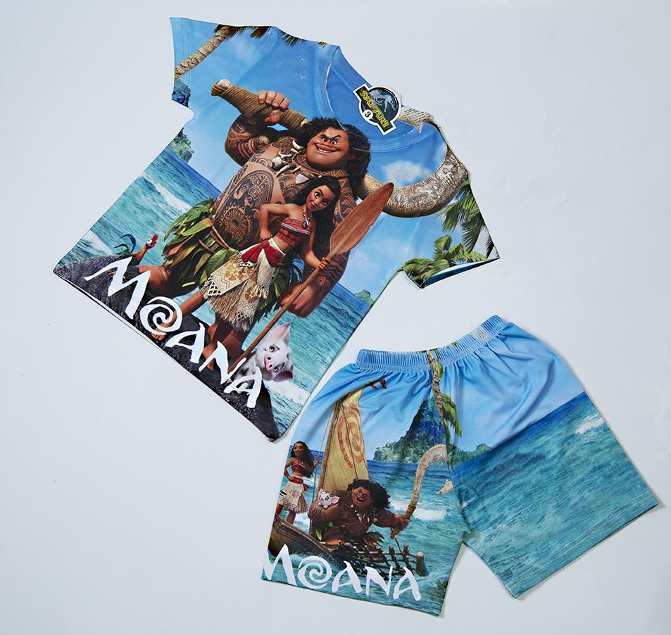 Bộ thun Thái in 3D hình Moana cho bé gái size đại từ 26kg đến 40kg