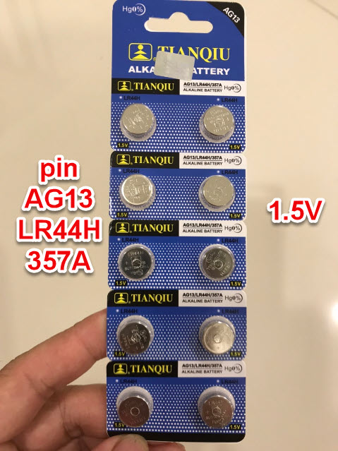 1 vỉ 10 viên pin AG13 LR44H 357A 1.5V TIANQIU chính hãng
