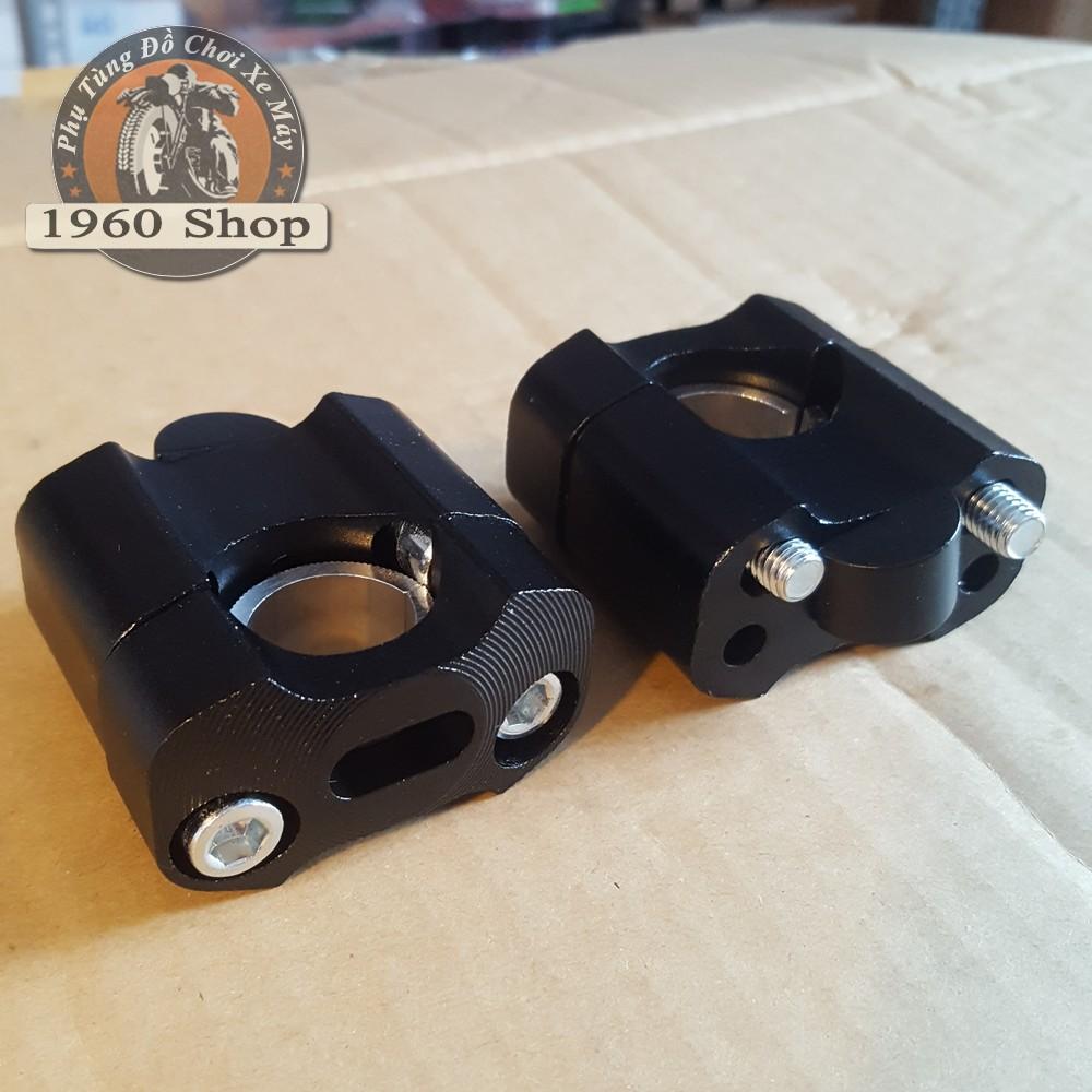 Cùm nâng ghi đông nhôm siêu bền màu đen dùng nâng cho ghi đông phi 22mm - 28mm phù hợp độ Cafe Racer Tracker SU GN Win CD 67 Dream CUB và các loại xe máy