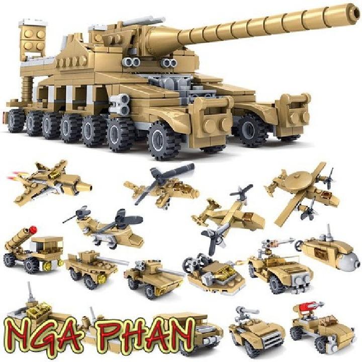 Bộ lắp ráp lego Kazi 16 in 1 mô hình xe tăng.