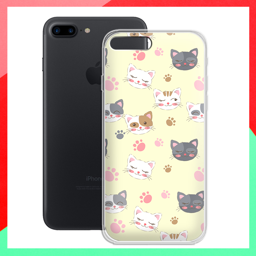 Ốp lưng in hình mèo chibi cute cho điện thoại apple iphone 7 plus/iphone 8 plus - 01014 8053 meo01 - silicone dẻo