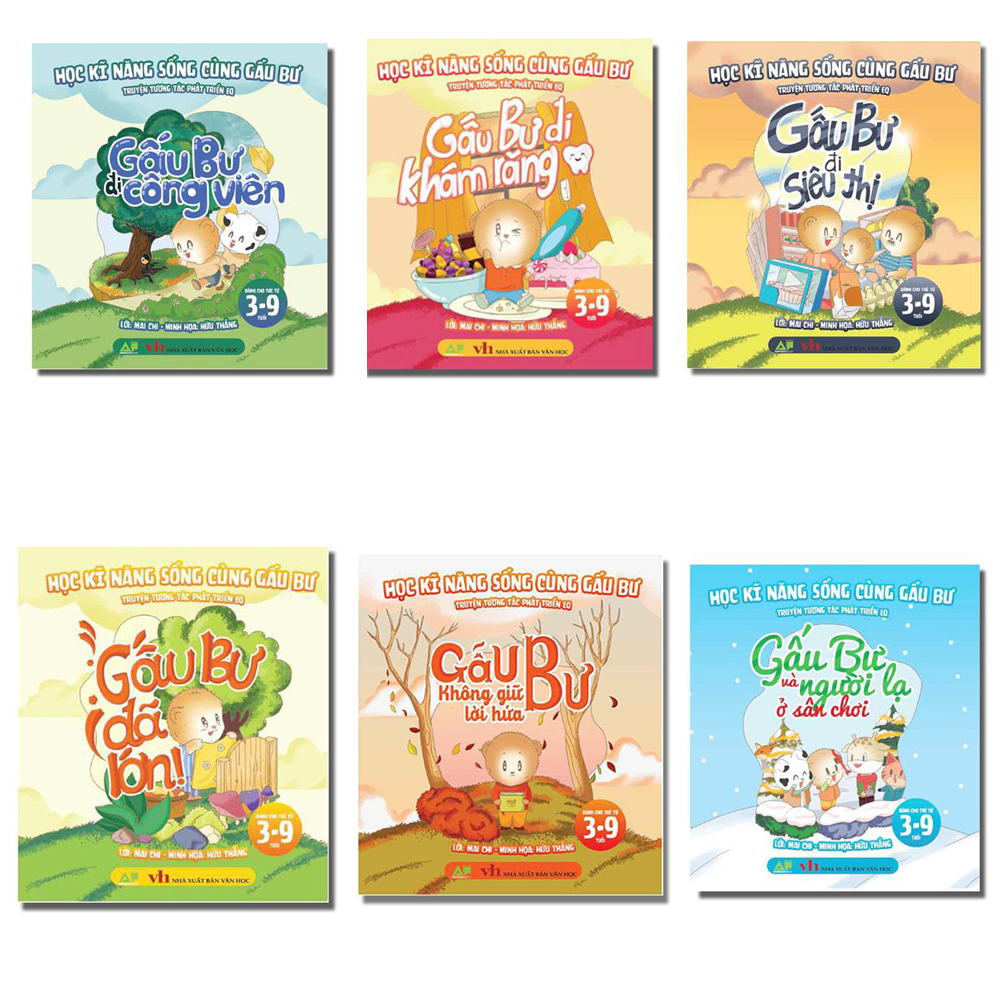 Bộ 6 Cuốn Truyện Tranh Tư Duy Phát Triển EQ Trí Tuệ Cảm Xúc Cho Bé: Gấu Bư Đi Công Viên, Gấu Bư Đi Khám Răng, Gấu Bư Và Người Lạ Ở Sân Chơi, Gấu Bư Đi Siêu Thị, Gấu Bư Không Giữ Lời Hứa, Gấu Bư Đã Lớn