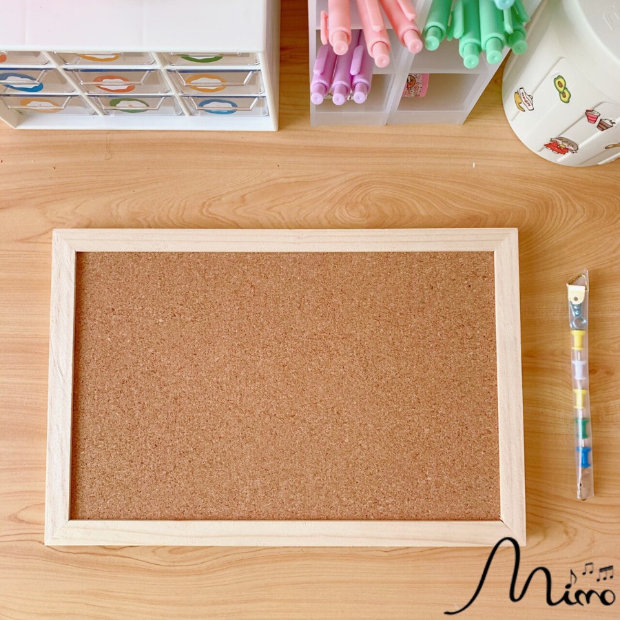 Bảng ghim gỗ bần ghim ghi chú, tranh ảnh, postcard decor bàn học, bàn làm việc 2 size (kèm ghim+dây treo+móc treo+ sti)