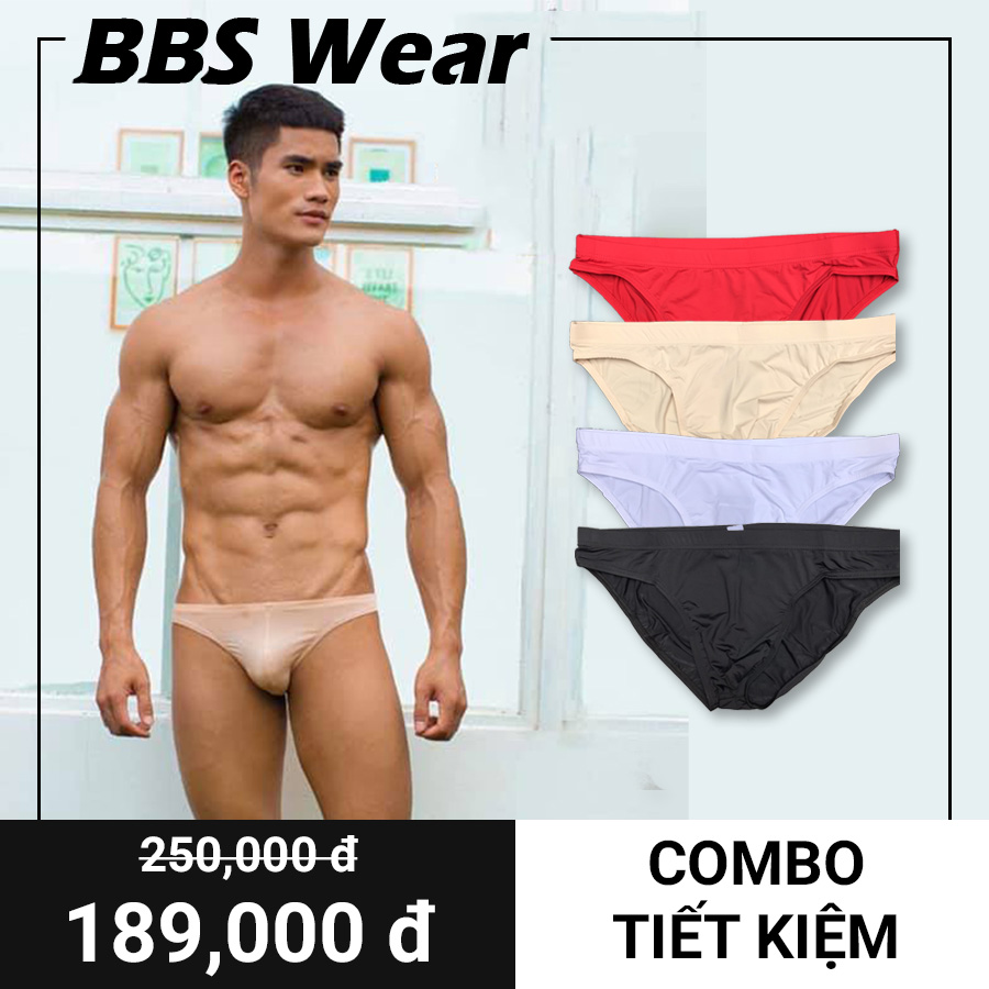 Combo 4 Quần Lót Nam Siêu Mỏng Thoáng Khí Chất Thun Lạnh Lụa Sữa, Quần Sịp Tam Giác Thời Trang Nam Cao Cấp BBS Wear - DINO 2