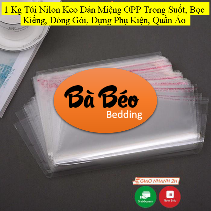 1 Kg Túi Nilon Keo Dán Miệng OPP Trong Suốt, Bọc Kiếng, Đóng Gói, Đựng Phụ Kiện, Quần Áo