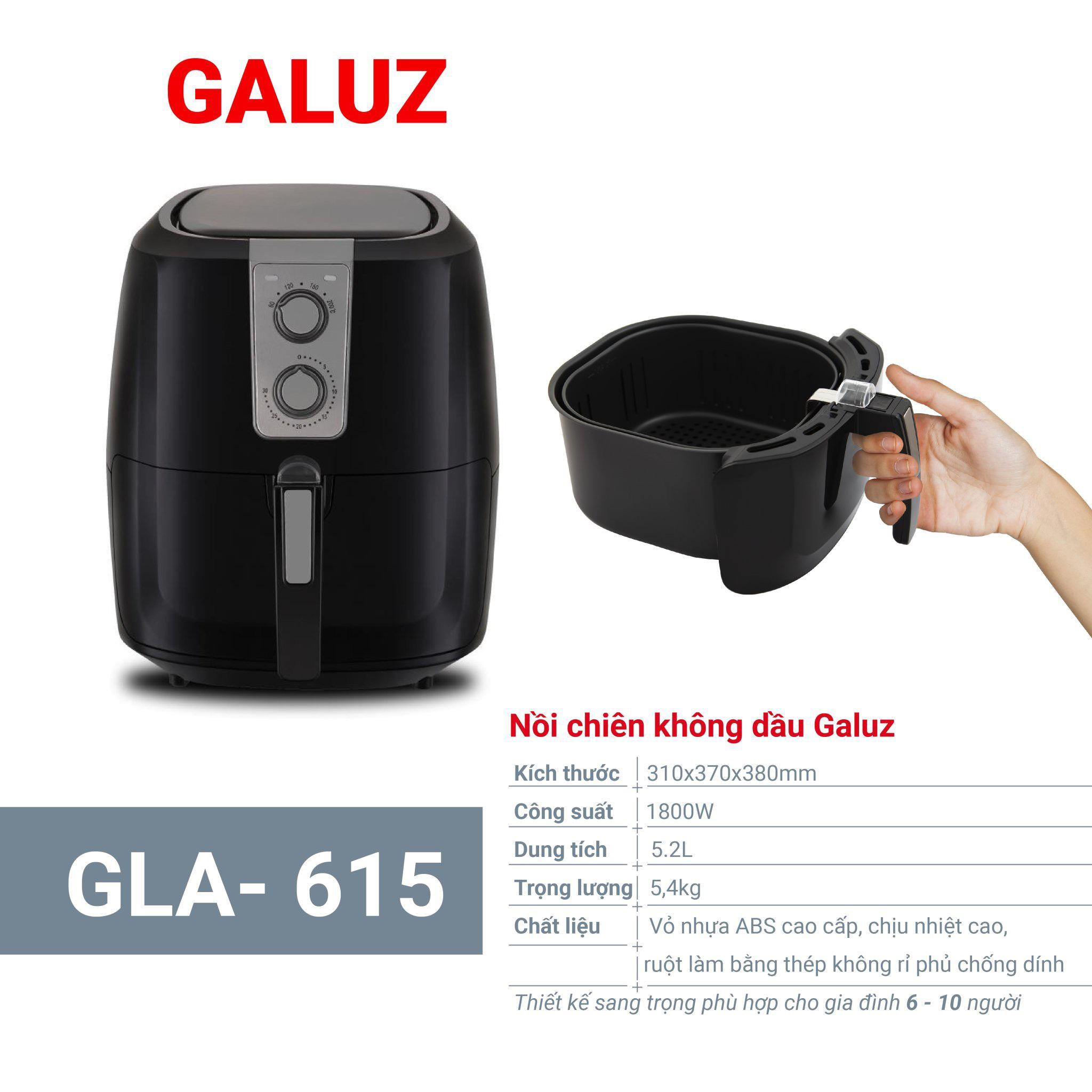 Nồi chiên không dầu Galuz, (5.2L Cơ, GLA615), nồi chiên không dầu, nồi chiên, nồi chiên không khí, TNA Mart