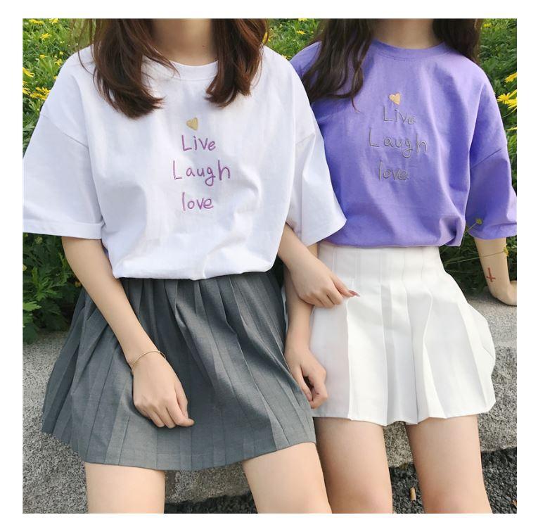 Áo thun nữ áo thun thời trang áo thun nữ in chữ LOVE LIVE thời trang Hàn Quốc vải Cotton dày mịn