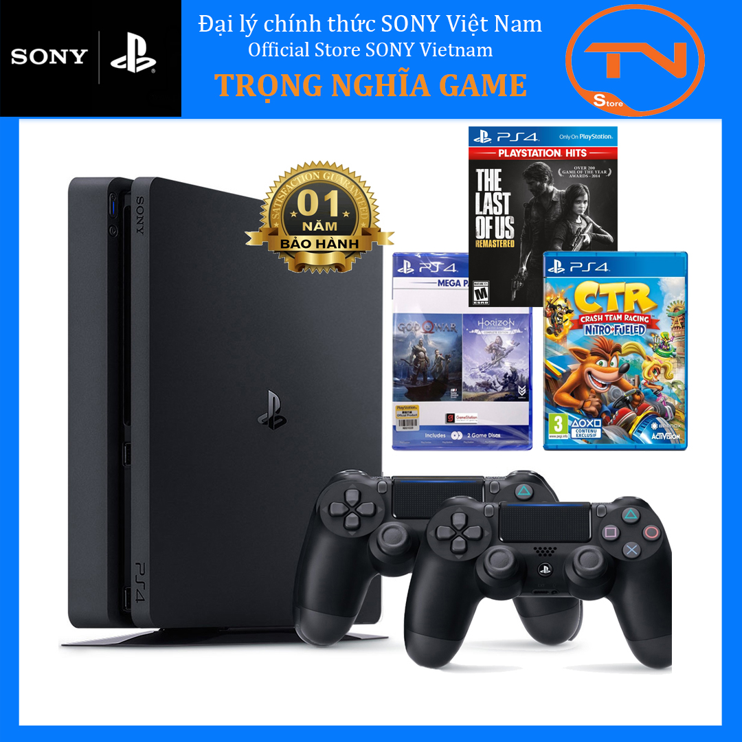 [Trả góp 0%]Máy PS4 SLim 2218B 1TB Sony [Bảo Hành 1 Năm] + 2 Tay Cầm + 4 Games Combo - Hàng Phân Phối Chính Thức
