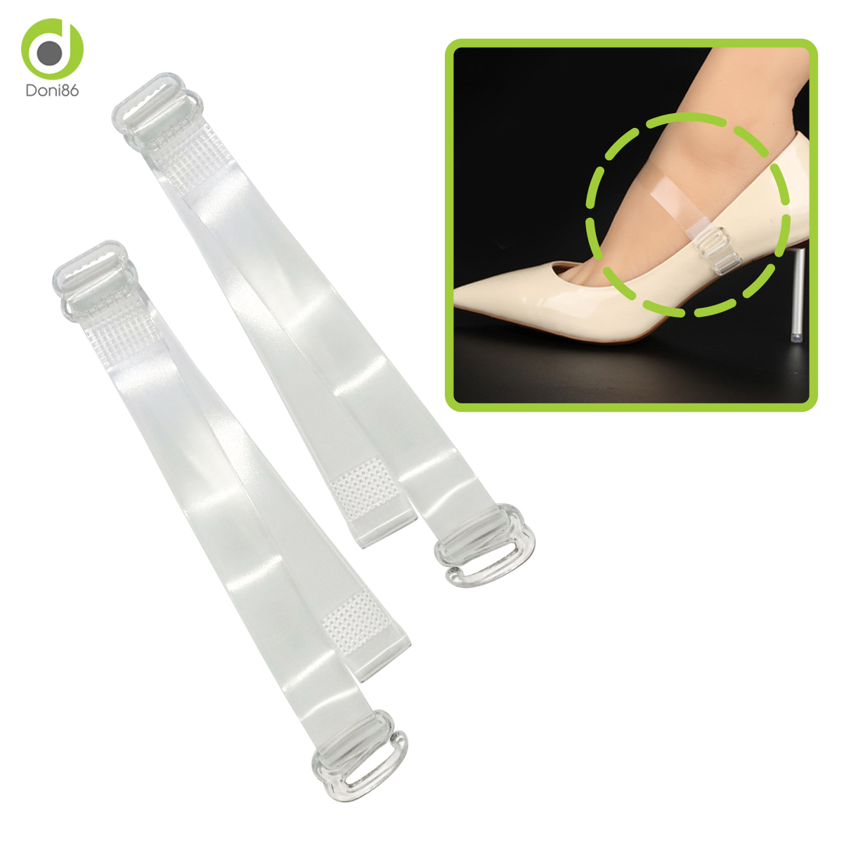 Quai giày ẩn trong suốt dùng mang giày cao gót chống tuột gót - 1 cặp - loại móc cài ôm bàn chân - doni86 - PK143