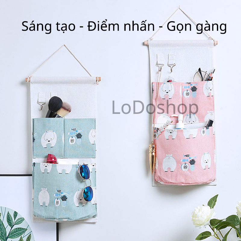 Túi vải canvas đựng đồ treo tường đa năng 3 ngăn kèm 2 móc máng đồ tiện dụng nhiều mẫu hình - Phụ kiện đồ dùng nhà bếp trang trí nhà cửa nội thất - Decor nhà đẹp