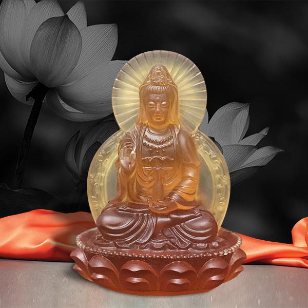 [HCM]Tượng Quan Thế Âm Bồ Tát bằng Lưu Ly – có 2 mặt để trang trí xe ô tô