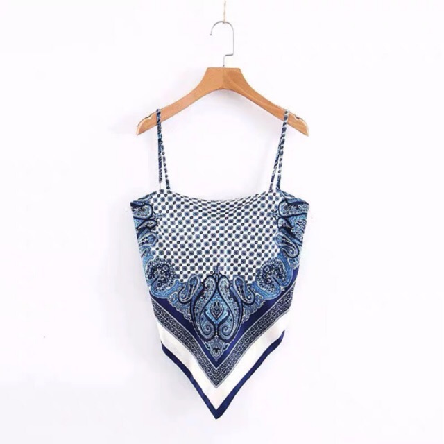 Áo Buộc Khăn Dạng Yếm Chất Liệu Lụa Phi Dày 2 Lớp Có Mút Kín Đáo