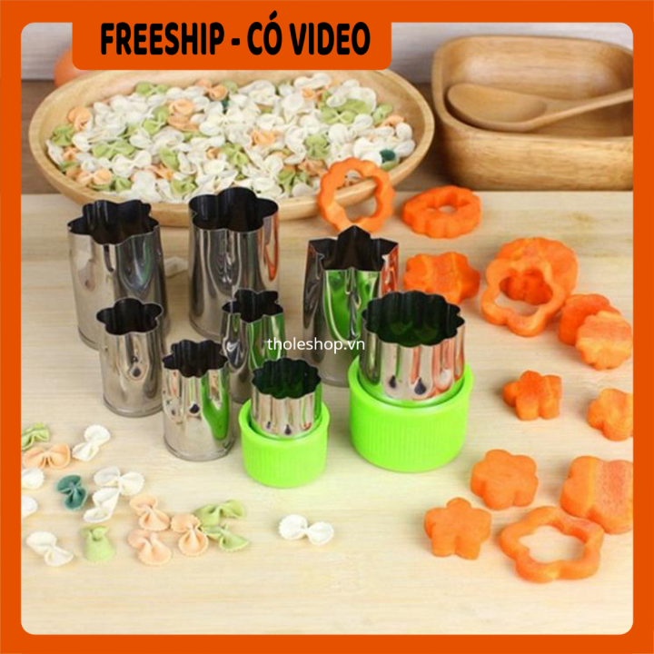 Bộ dụng cụ cắt tỉa rau củ quả 8 món - Dụng cụ cắt tỉa hoa quả đa năng - Khuôn tạo hình rau củ quả