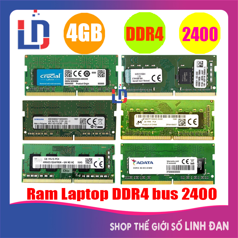 Ram laptop 4GB DDR4 bus 2400 MHz (nhiều hãng)samsung hynix kingston - LTR4 4GB