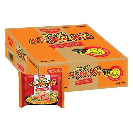 Thùng mì Waxada hương vị xá xíu 30 gói 65g