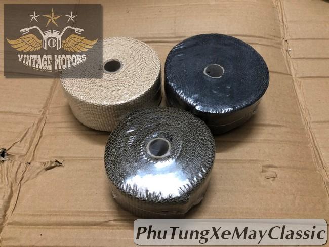 Dây vải bố thủy tinh quấn cổ pô xe máy Harley Cafe Racer Tracker Chopper Bobber CG125 SU GN125 CD 67 WIN Honda Yamaha