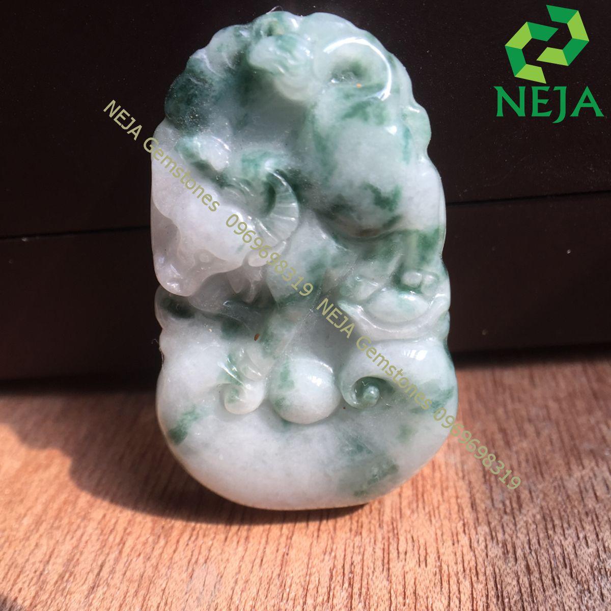 Ngọc bội 12 con giáp đá cẩm thạch tuổi Sửu - NEJA Gemstones